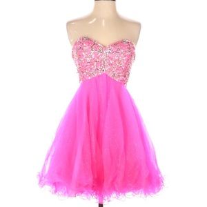 Pink Sequin Homecoming Dress